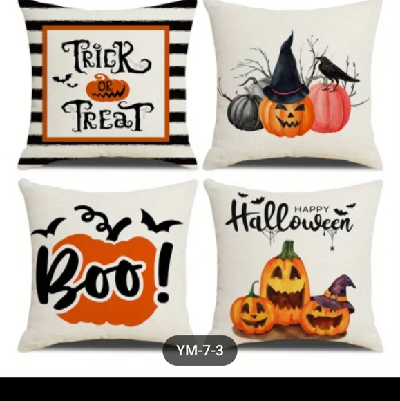 Set of 4 Vintage Halloween pumpkin cat 18x18 Pillow Covers.Message me ur choice - Picture 4 of 12